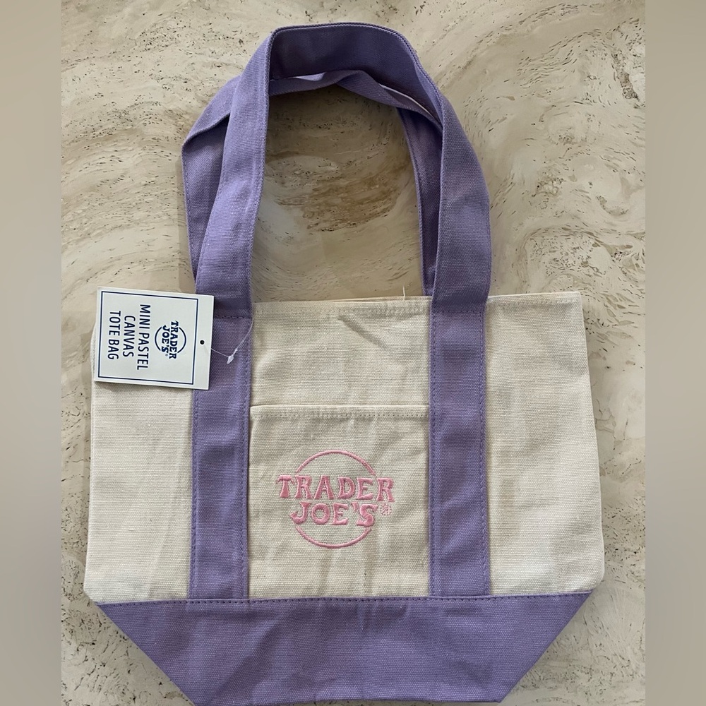 Trader Joe’s Cream and Lavender Mini Canvas Tote Bag